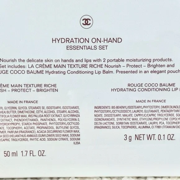 CHANEL Hydration On-Hand Essentials Set - White, Gold & Black purse like pouch